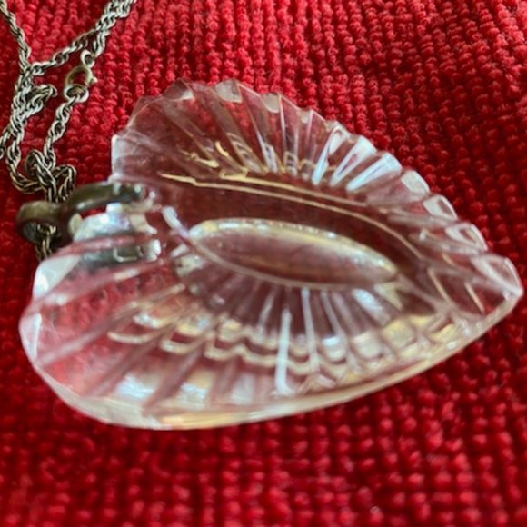 VINTAGE* Signed WATERFORD CRYSTAL HEART Pendant * TOWLE Sterling SILVER NECKLACE - Picture 4 of 6